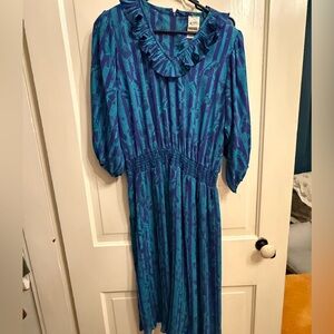 Blue and Teal Patterned Dress vintage